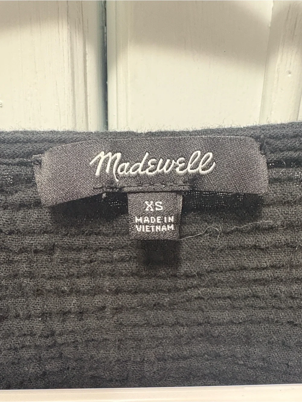 Madewell Black Textured Wrap Peplum Blouse- XS